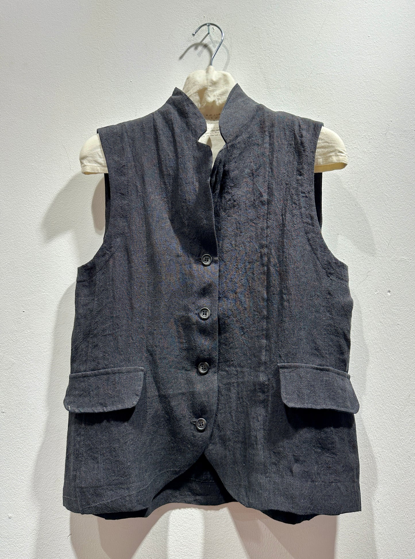 MAMA B - Gilet in lino Kimchi A, Antracite