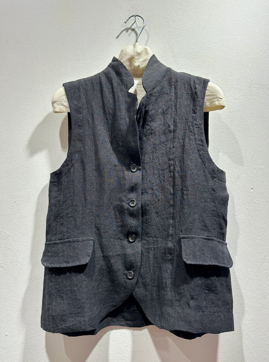 MAMA B - Gilet in lino Kimchi A, Antracite