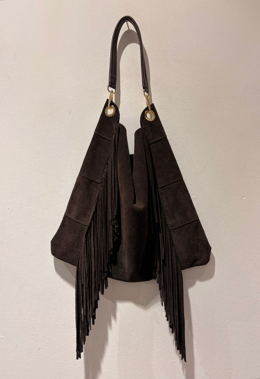 SUSY MIX - Shopper con frange, Marrone