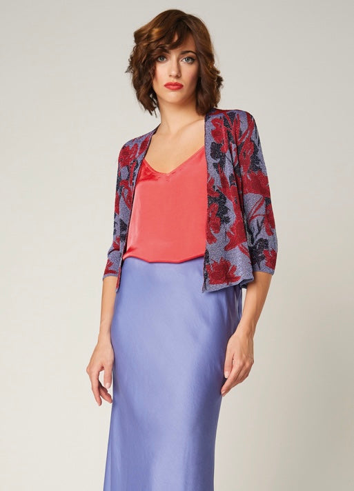 ALESSIA SANTI - Cardigan lurex fantasia floreale, Lilla