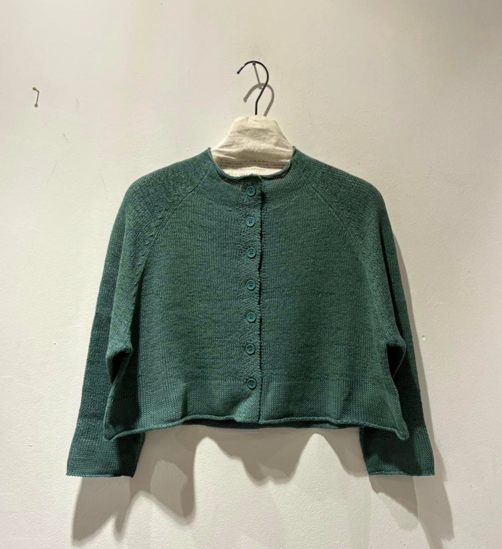 RUNDHOLZ - Cardigan corto misto lino, Grass