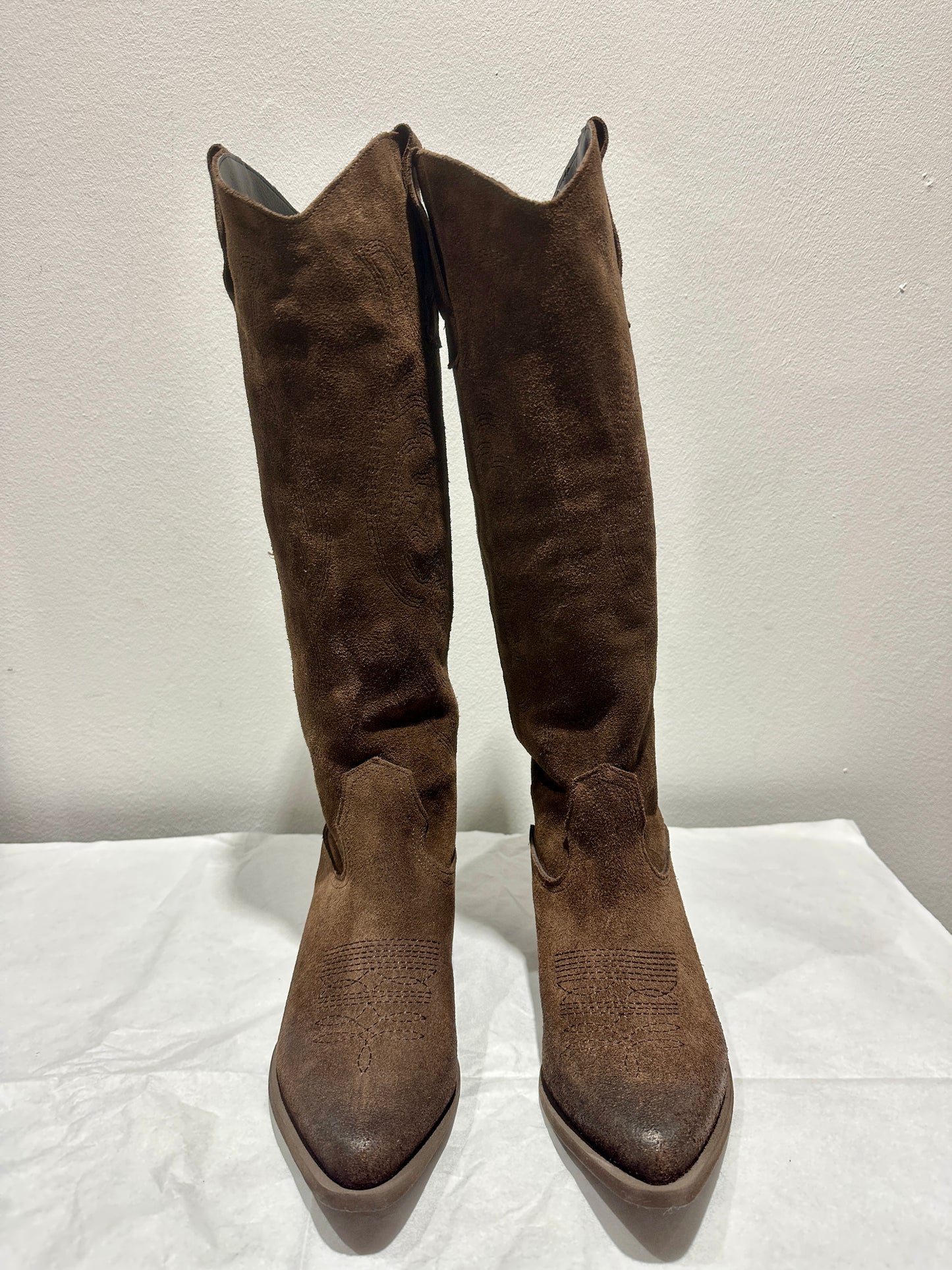 SUSY MIX - Stivale alto in pelle scamosciato, Beige