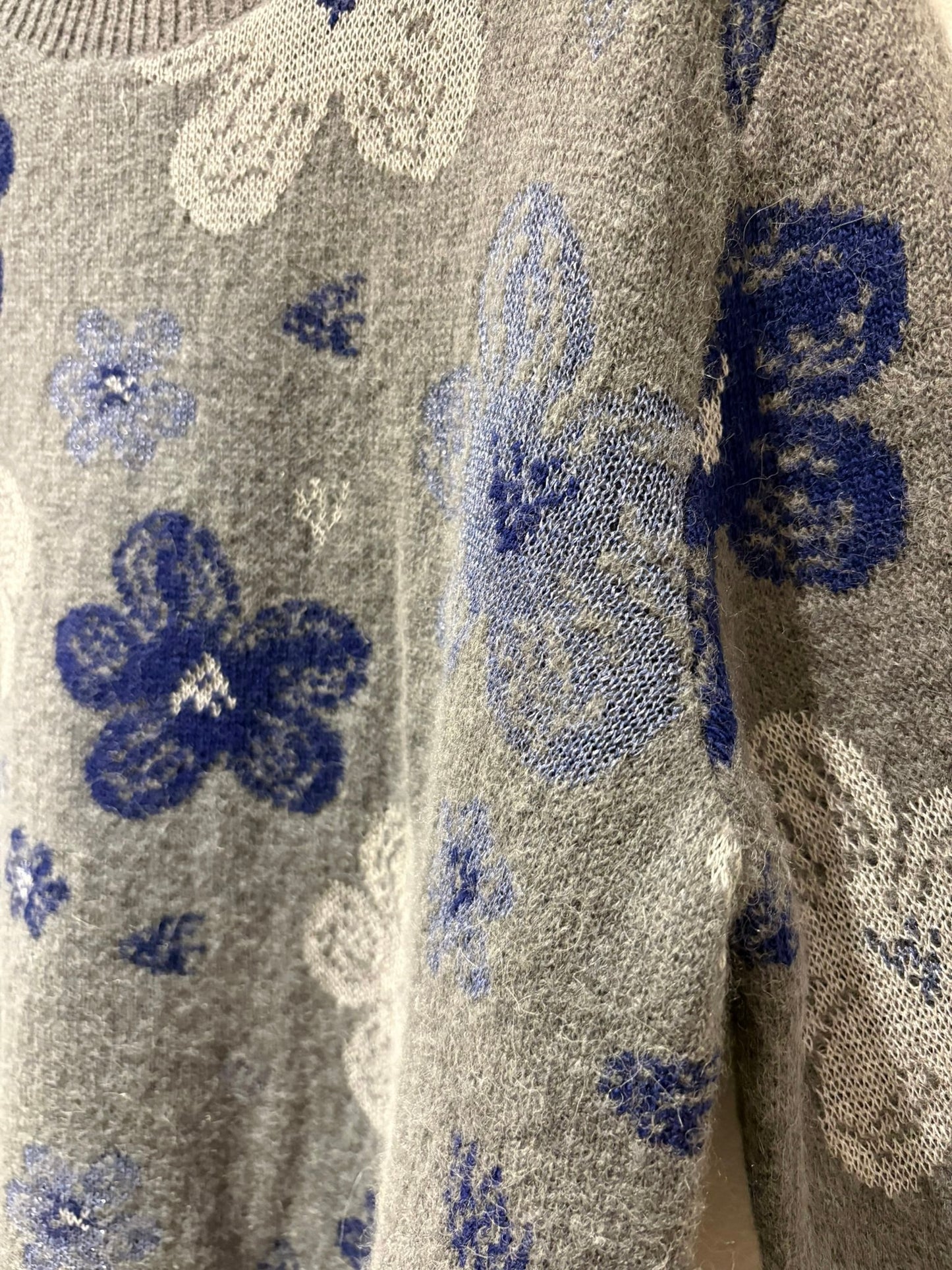 ALESSIA SANTI - Maglione girocollo stampa floreale, Grigio