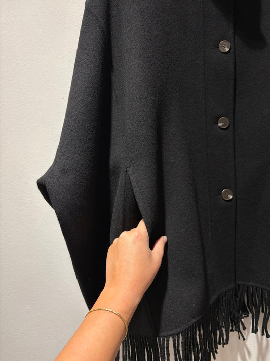 YERSE - Mantella con frange, Nero