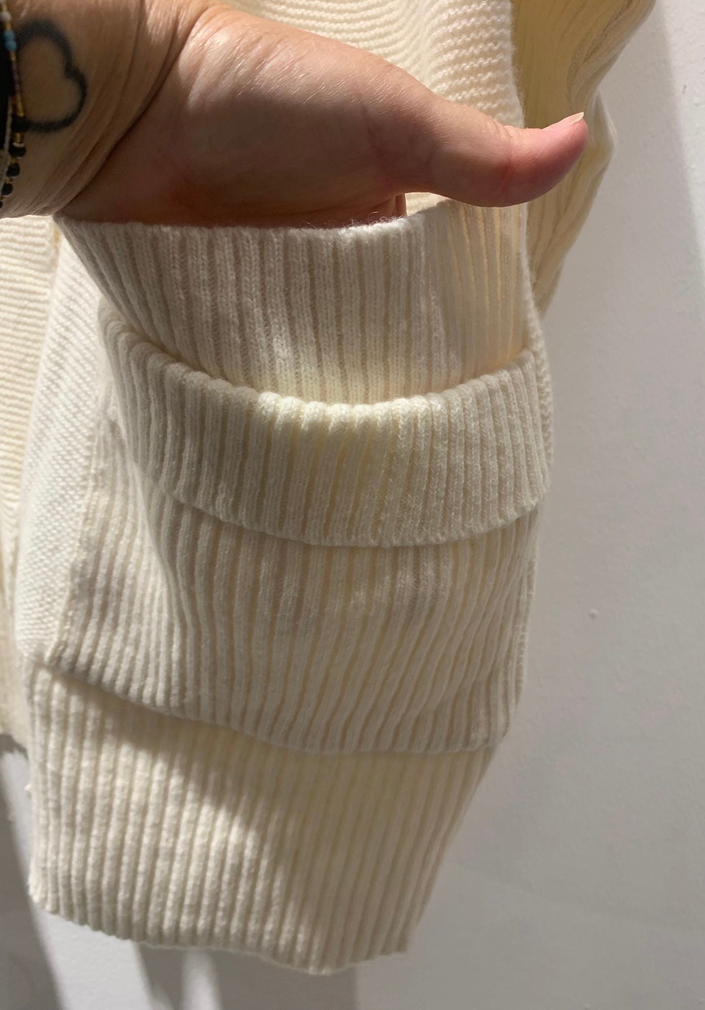KNIT KNIT - Cardigan oversize misto lana, Latte