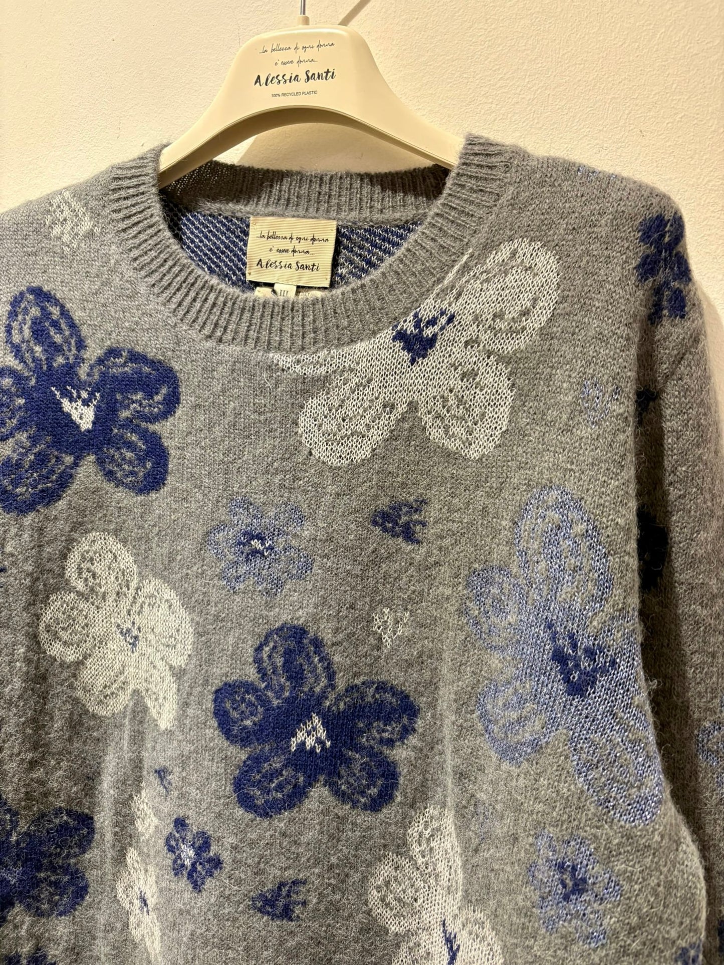 ALESSIA SANTI - Maglione girocollo stampa floreale, Grigio