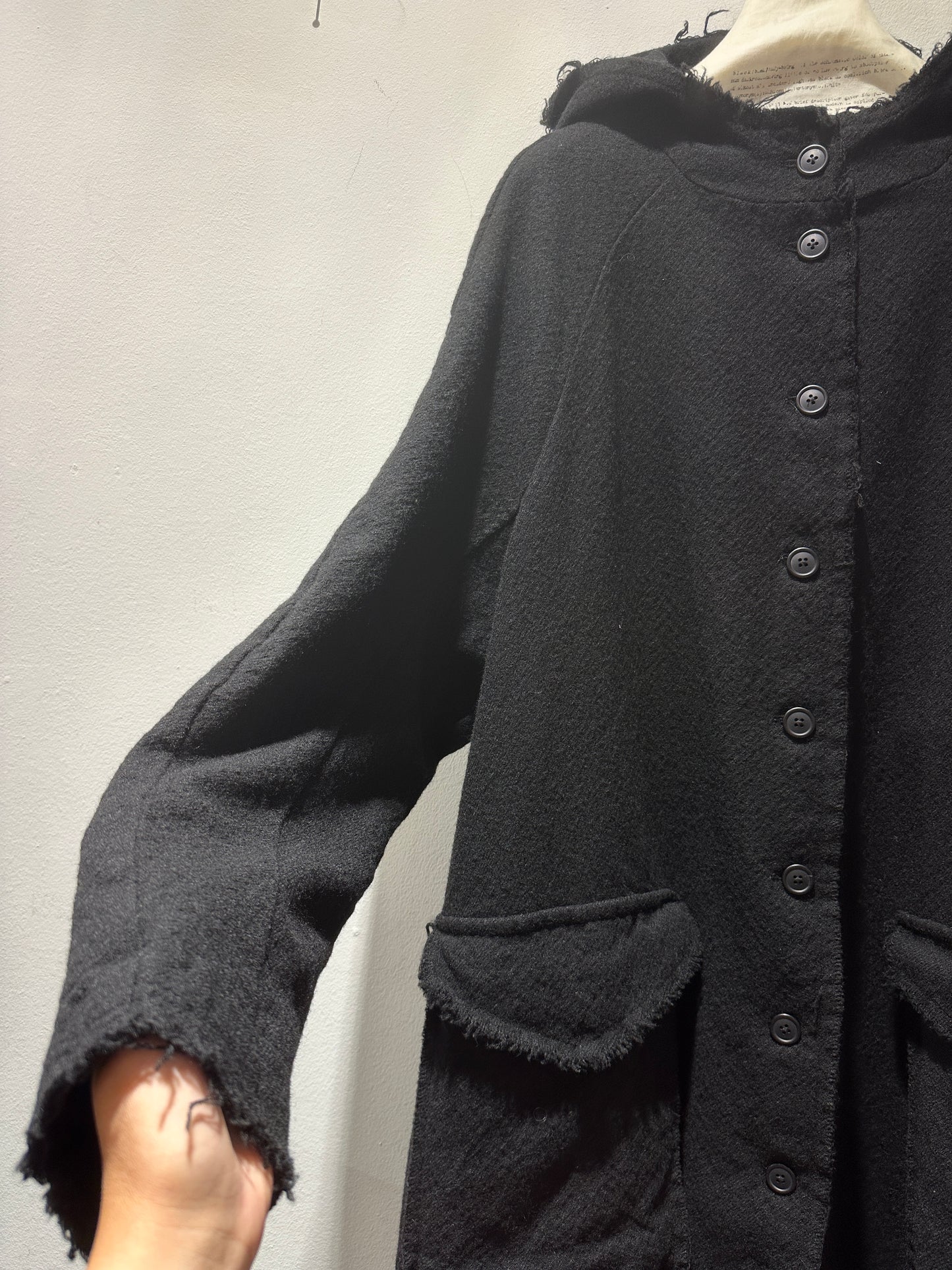 RUNDHOLZ - Cappotto in lana con cappuccio, Black