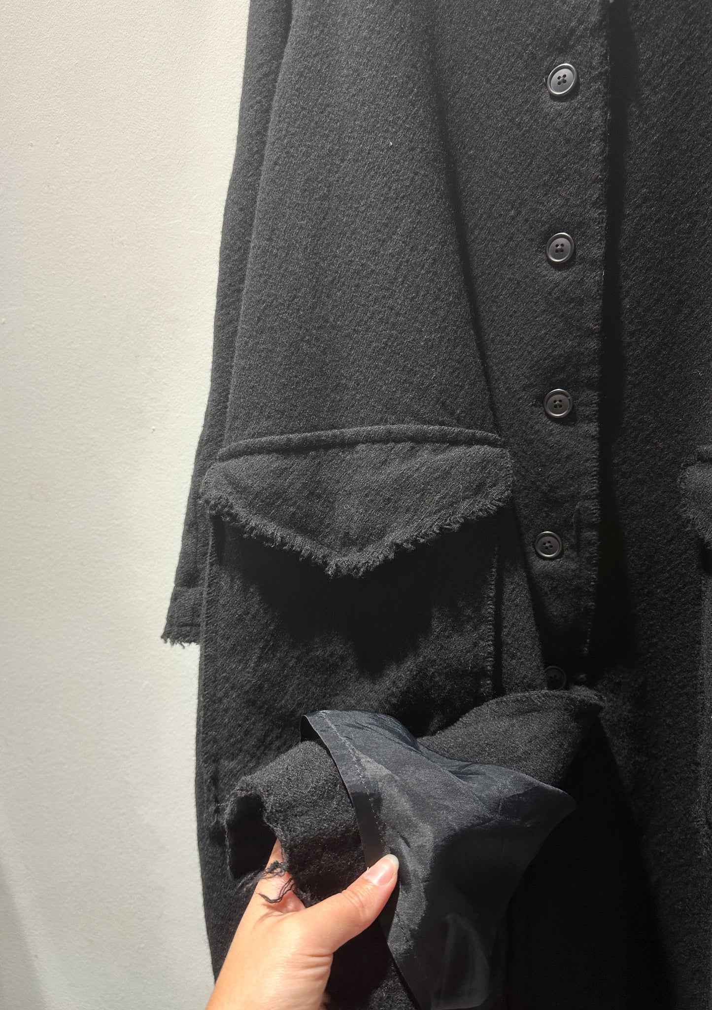 RUNDHOLZ - Cappotto in lana con cappuccio, Black