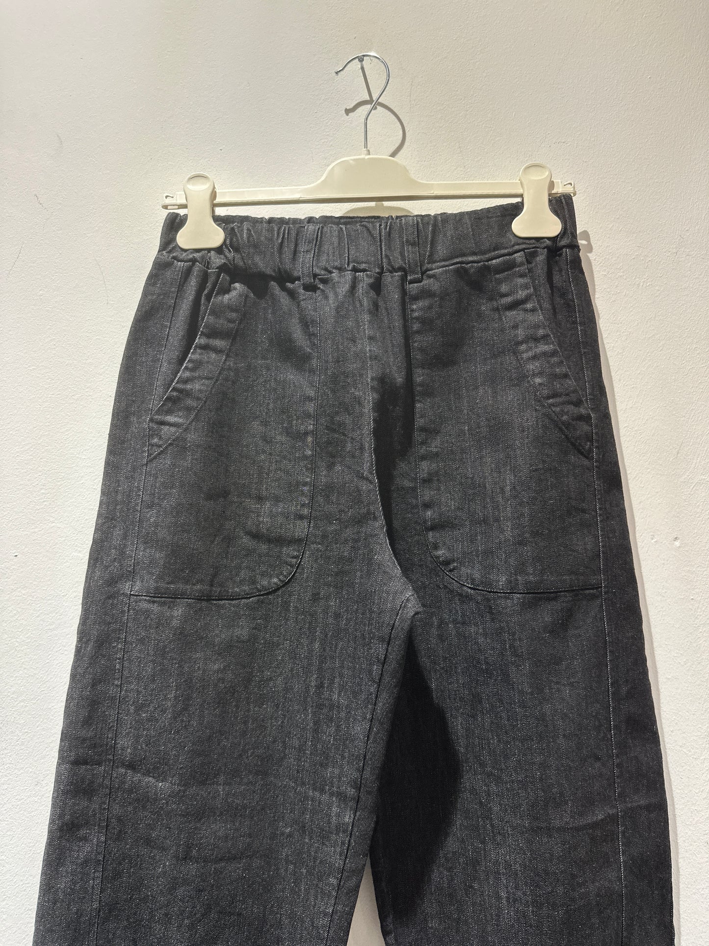 ThiPo - Pantalone denim curva, Nero