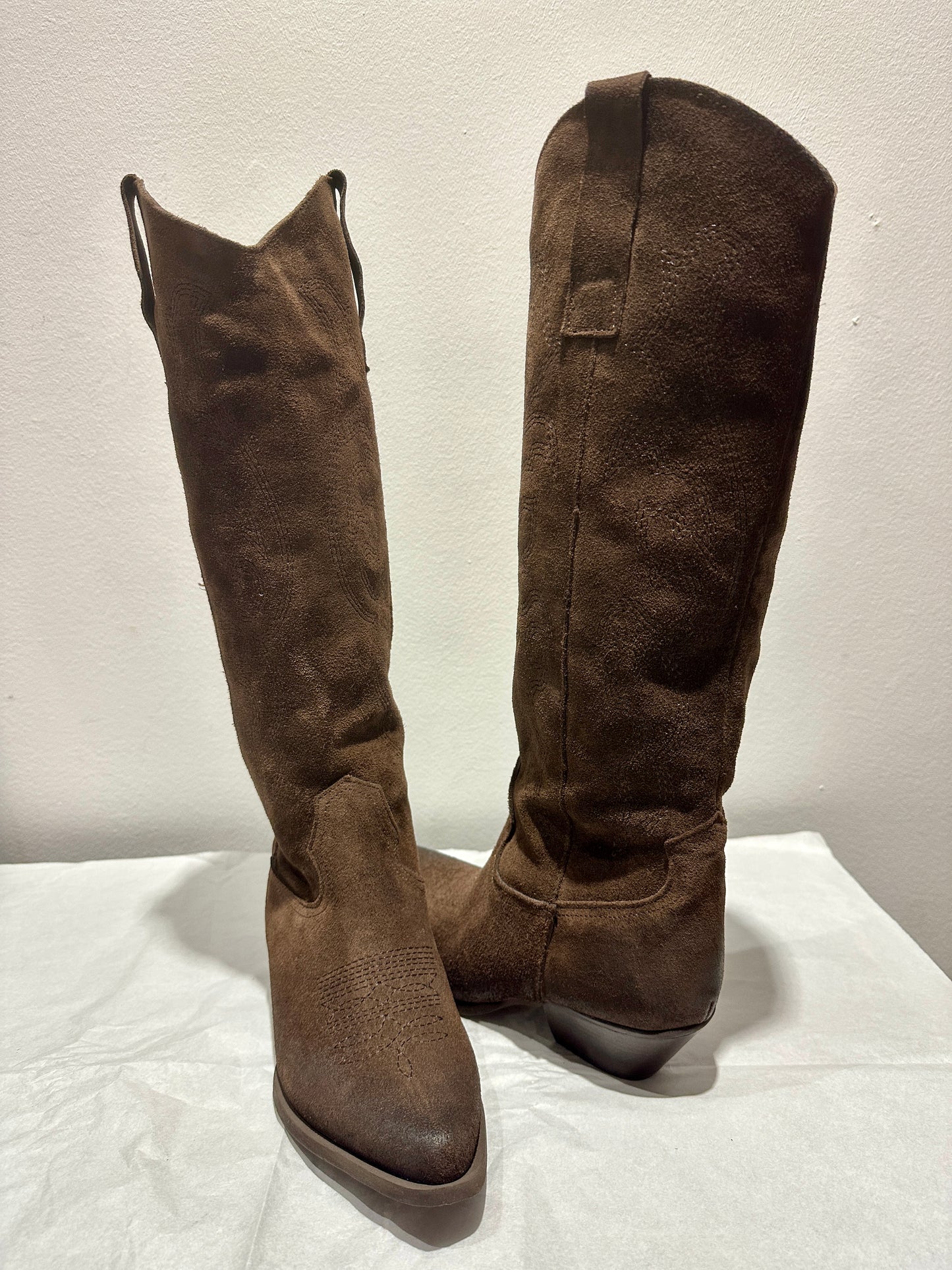 SUSY MIX - Stivale alto in pelle scamosciato, Beige