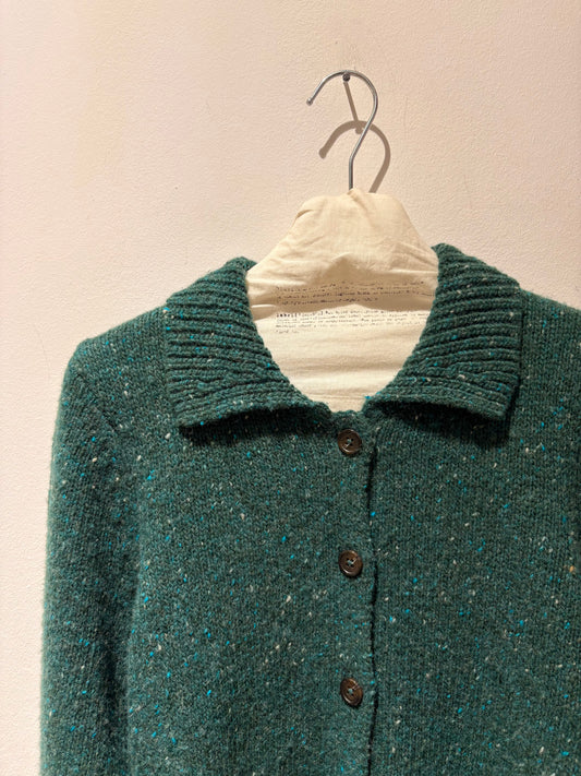 YERSE - Cardigan misto lana merino, Verde Mélange