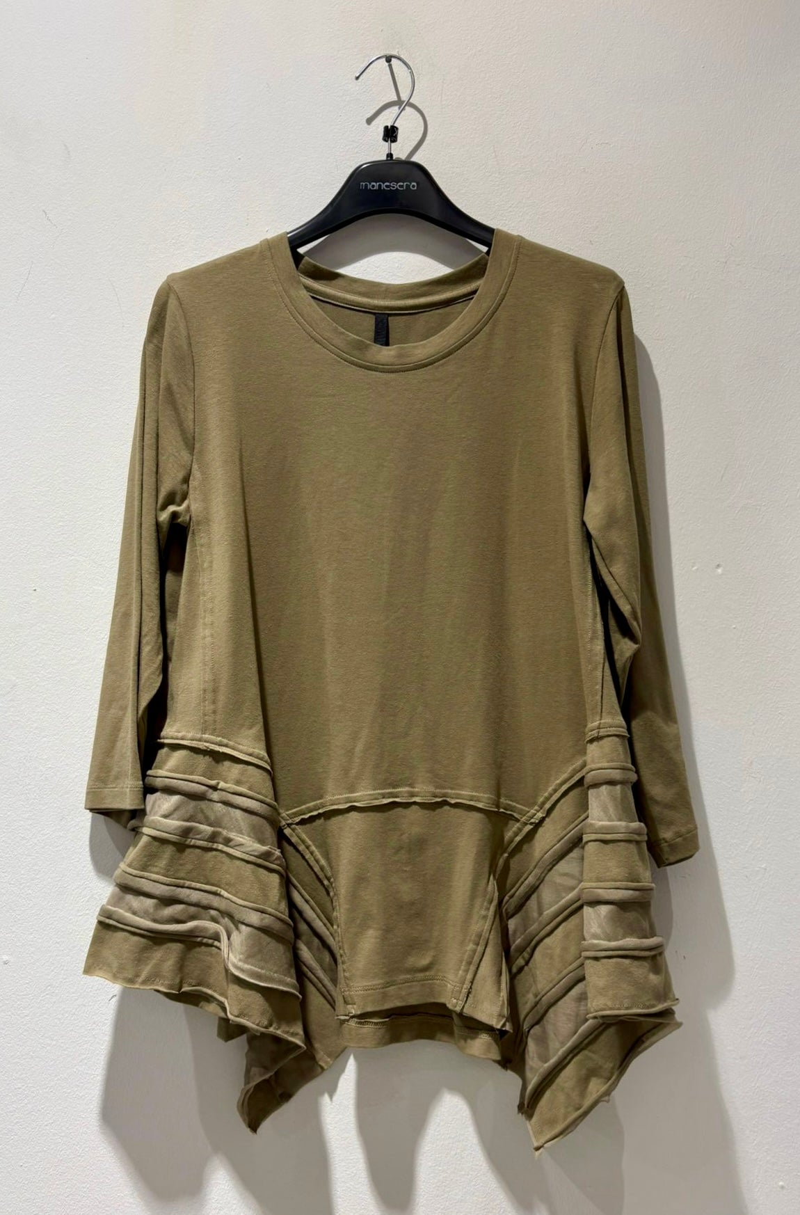 MANESERA - T-shirt con nervature, Kaki