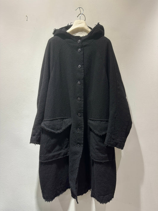 RUNDHOLZ - Cappotto in lana con cappuccio, Black