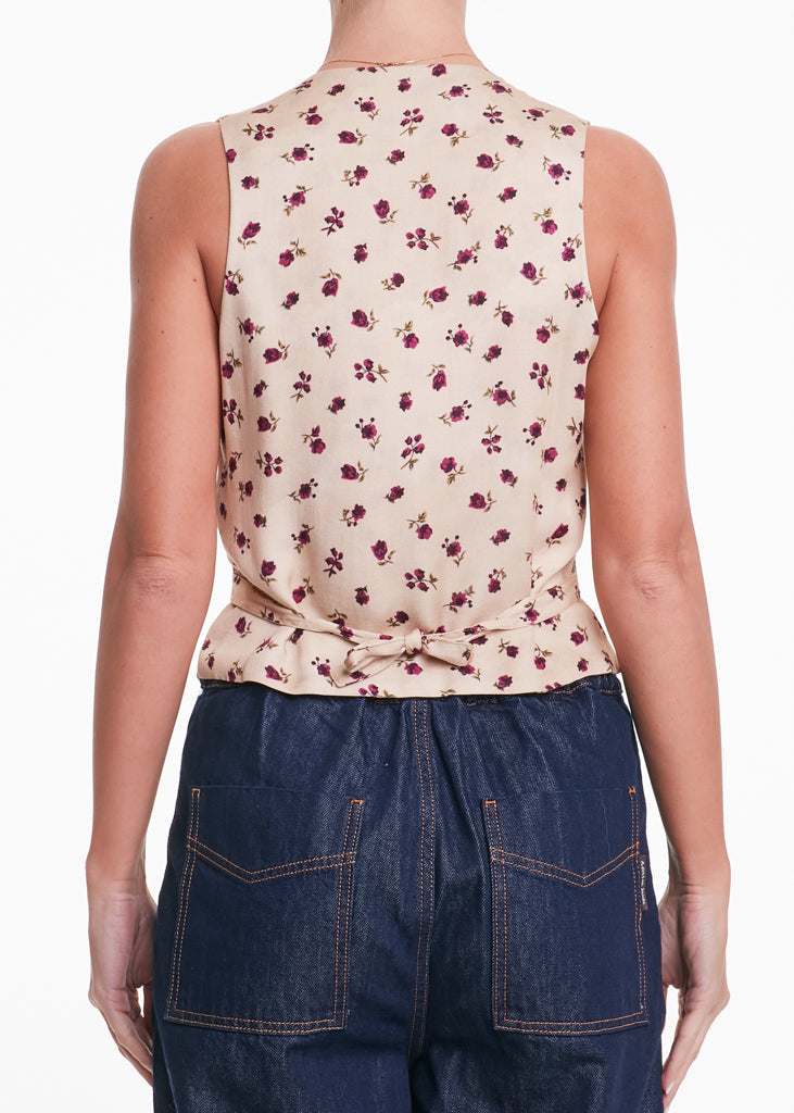 ALESSIA SANTI - Gilet bimateriale con fiocco