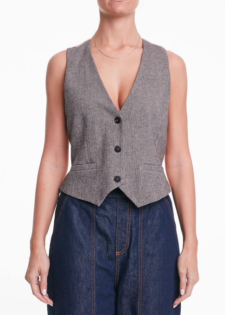 ALESSIA SANTI - Gilet bimateriale con fiocco