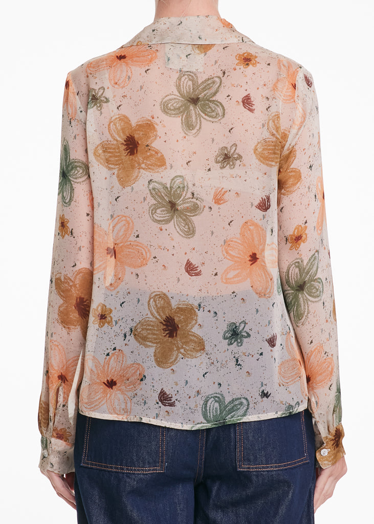 ALESSIA SANTI - Blusa fantasia floreale misto viscosa e seta, Beige