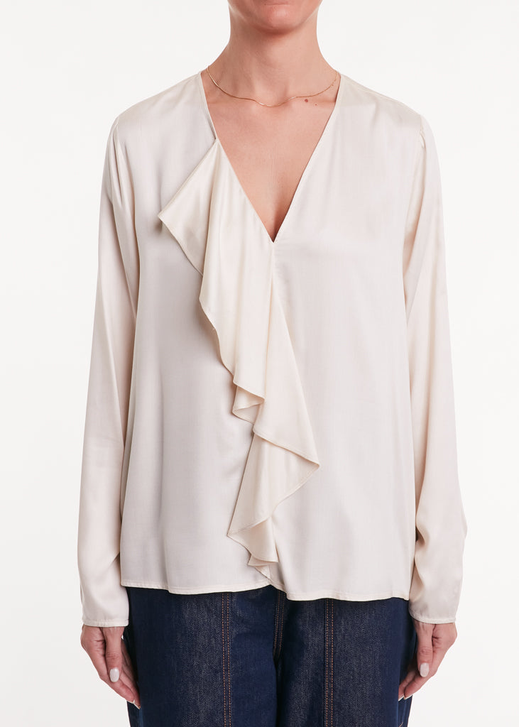 ALESSIA SANTI - Blusa volant, Crema