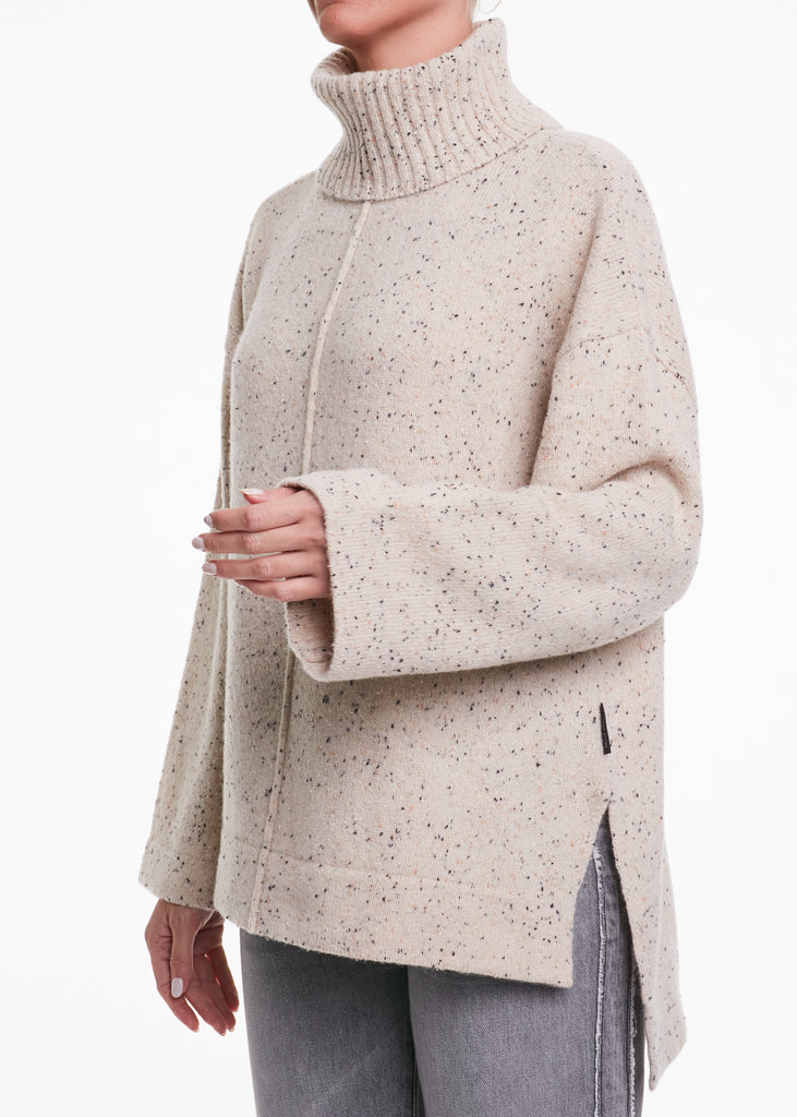 ALESSIA SANTI - Dolcevita in lana con inserti, Crema