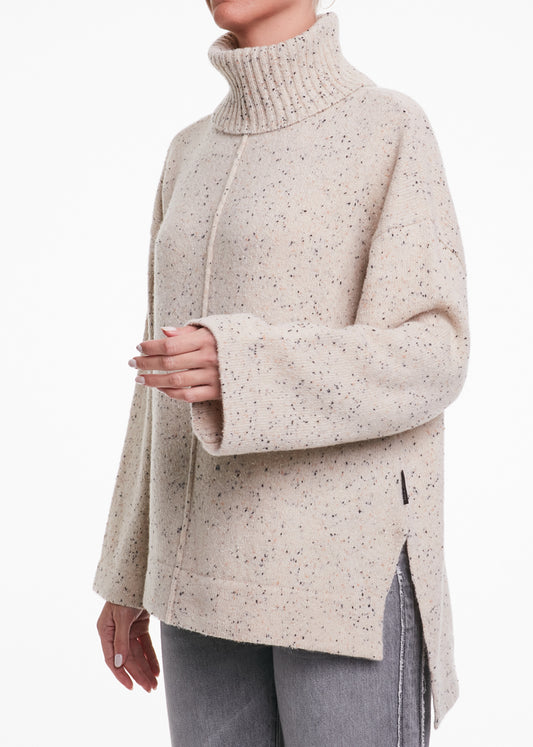 ALESSIA SANTI - Dolcevita in lana con inserti, Crema