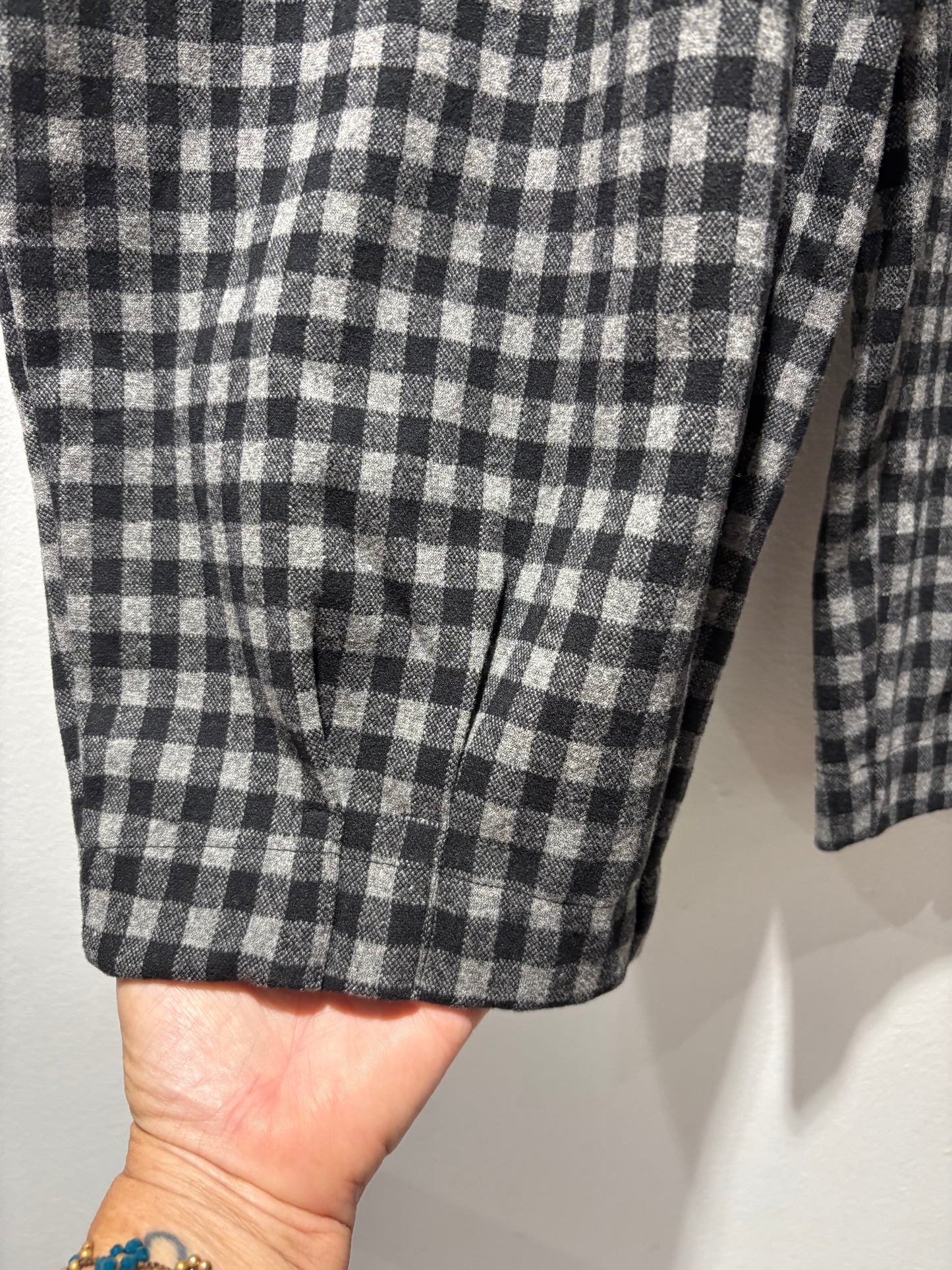 MAMA B - Pantalone Bianco JQ - quadri grigio/nero