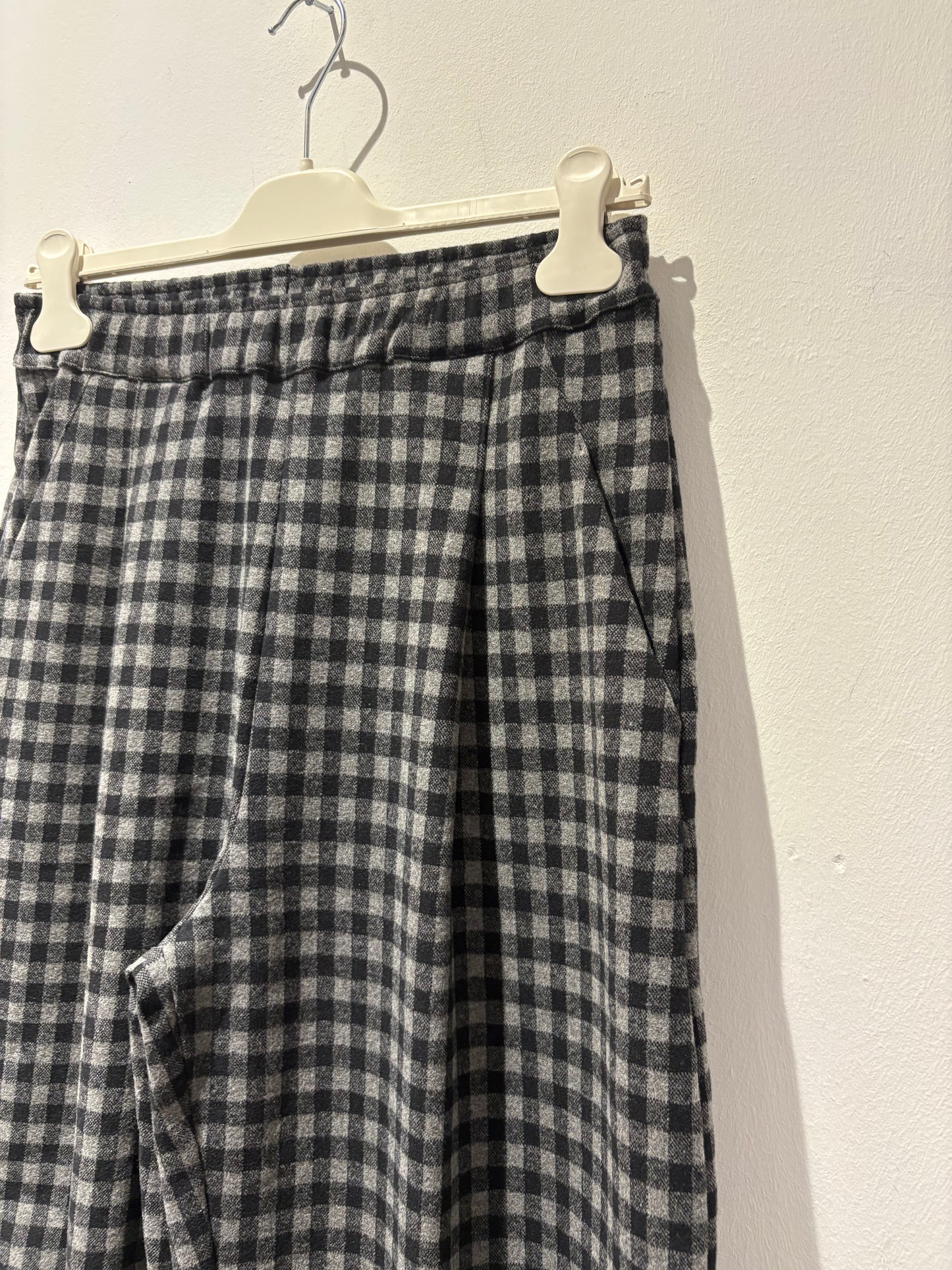 MAMA B - Pantalone Bianco JQ - quadri grigio/nero