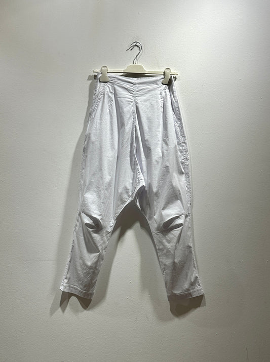 RUNDHOLZ - Pantalone cavallo basso, Bianco