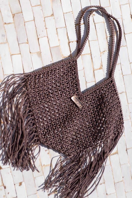 SHUIA SHUIA - Borsa crochet Mouna, Marrone