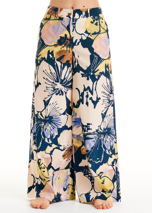 ALESSIA SANTI - Pantalone fantasia floreale, Blu