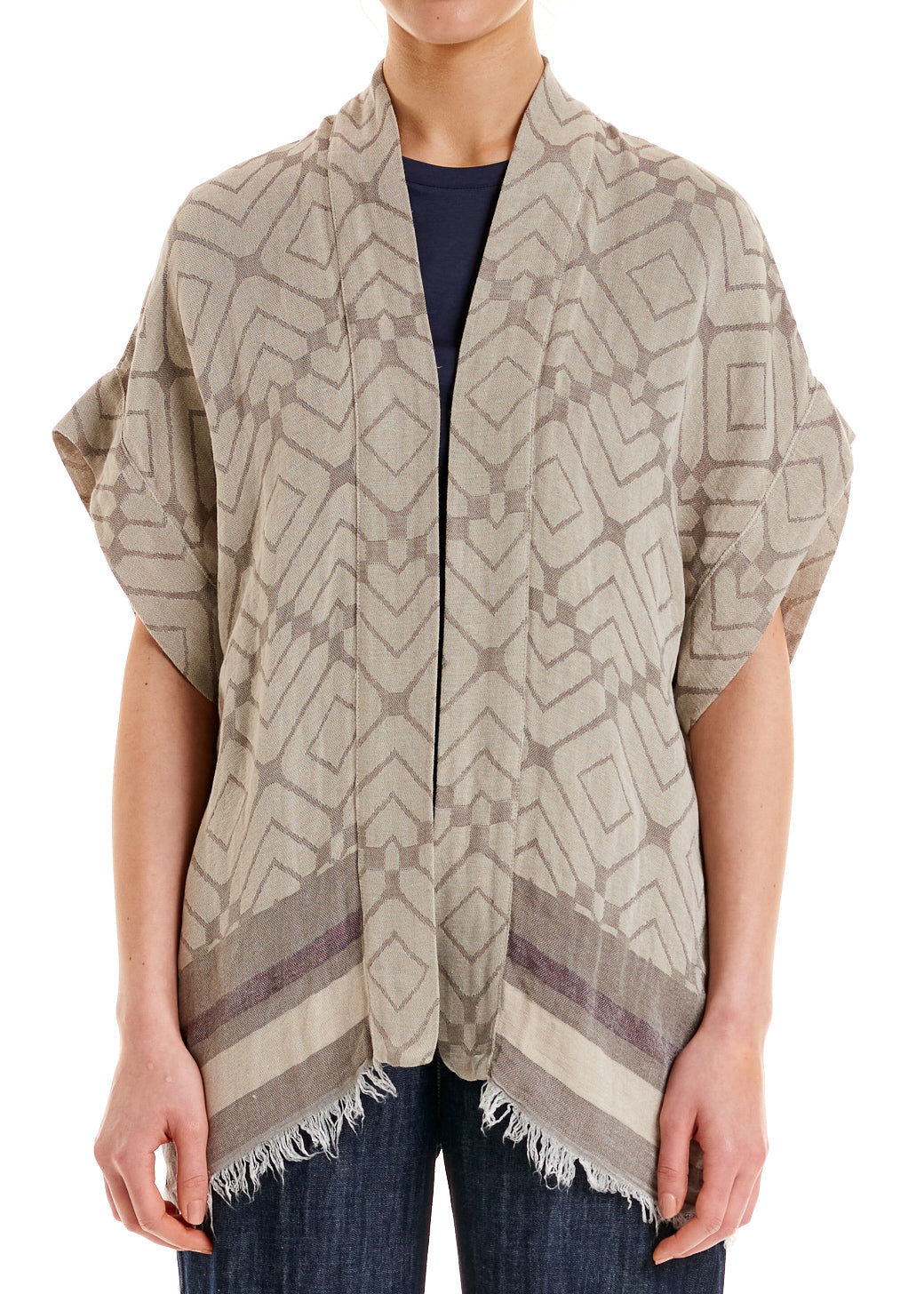 ALESSIA SANTI - Kimono sfrangiato, Beige