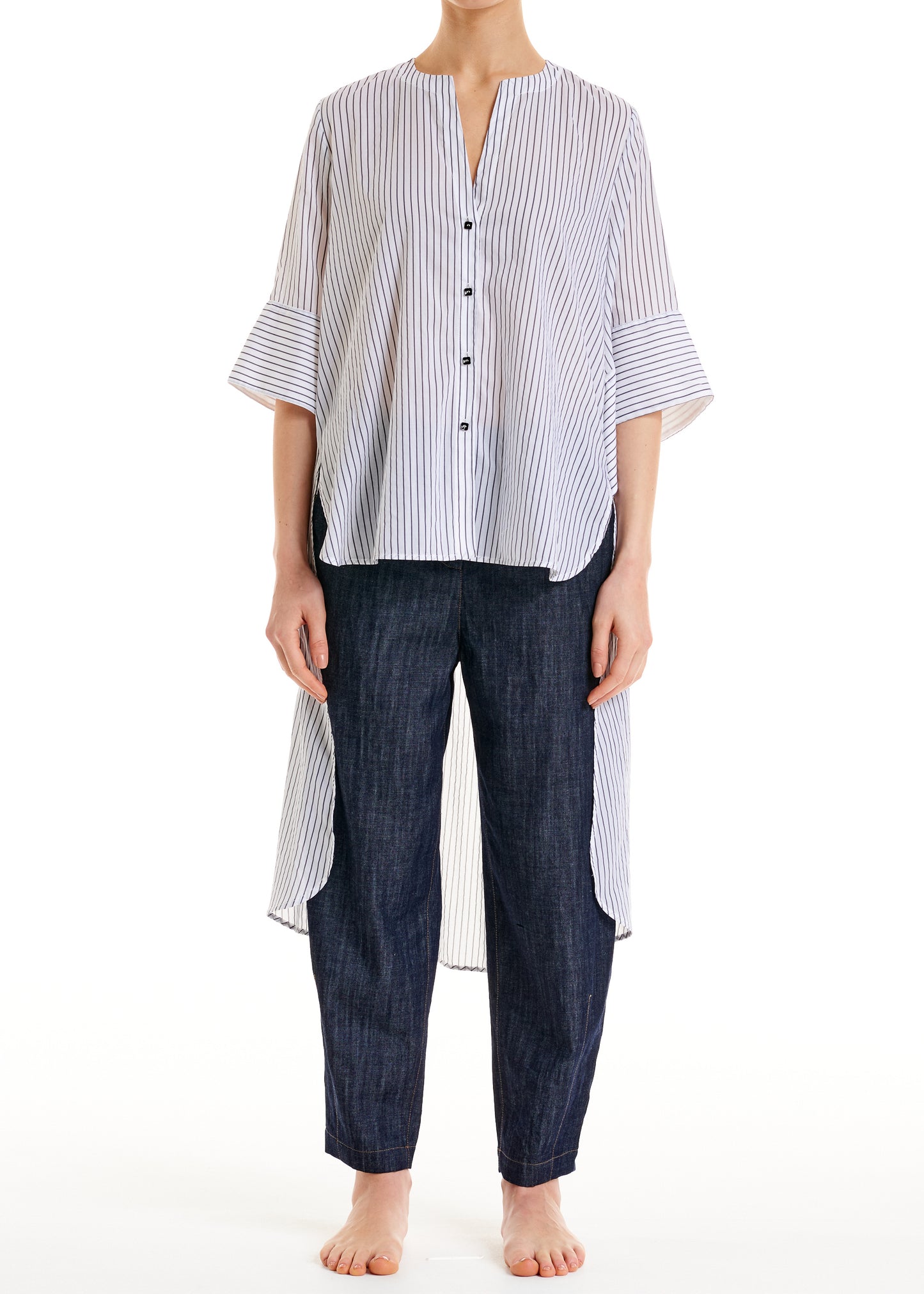ALESSIA SANTI - Camicia lunga a righe, Blu