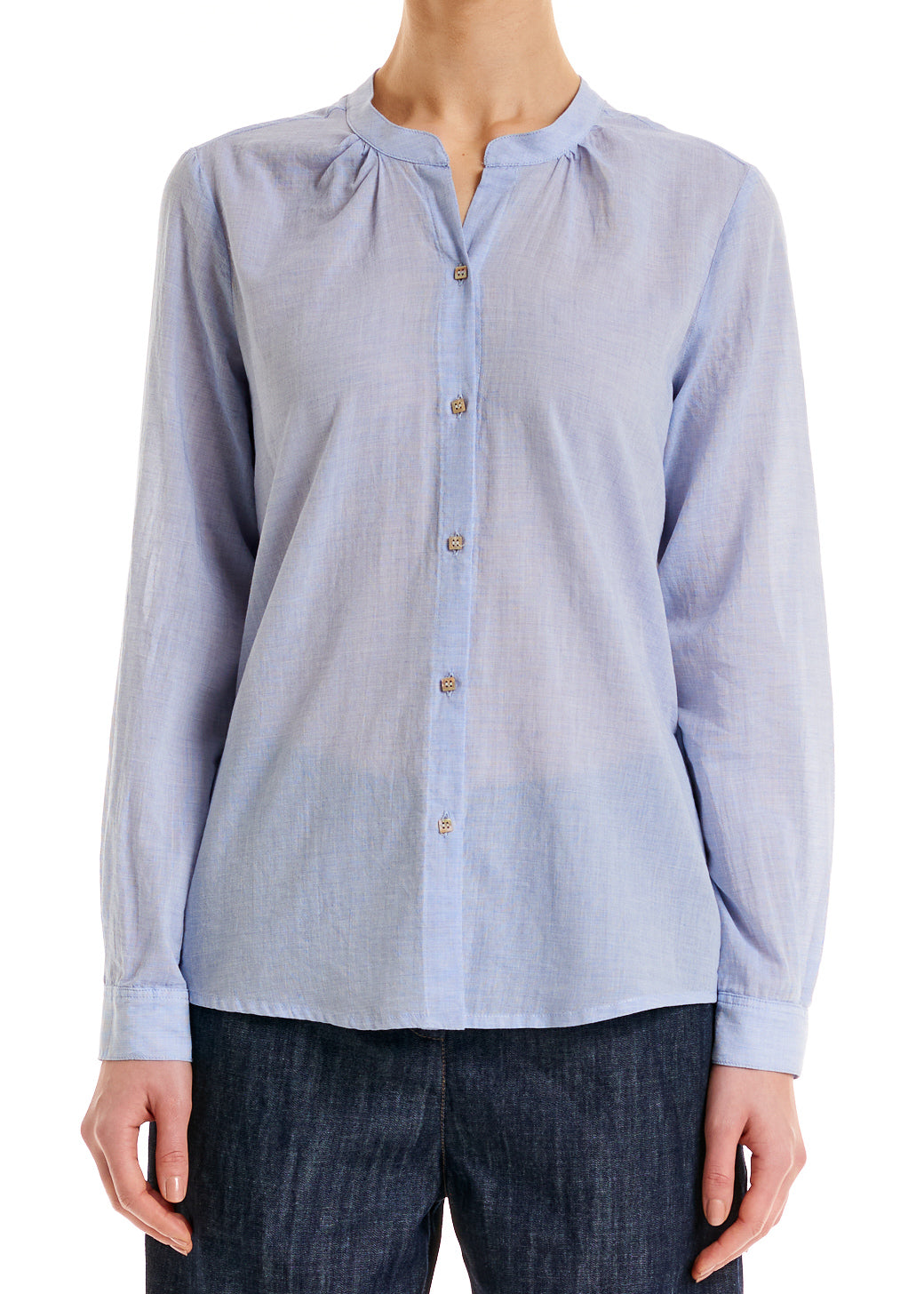 ALESSIA SANTI - Camicia collo coreano, Azzurro