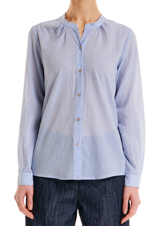 ALESSIA SANTI - Camicia collo coreano, Azzurro