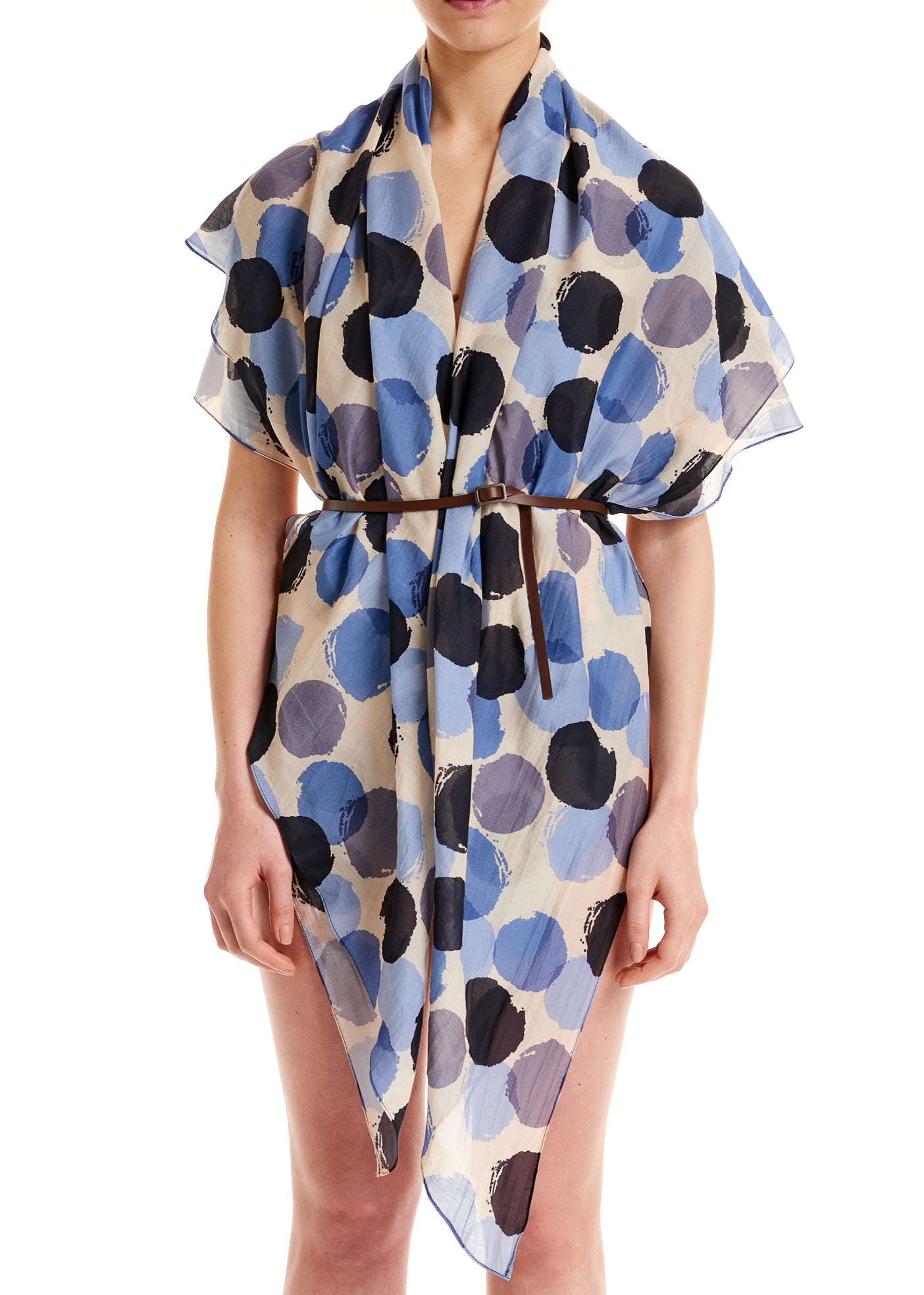 ALESSIA SANTI - Sciarpa stampa pois, Blu