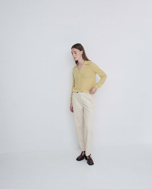 YERSE - Pantalone in velluto, Ecru