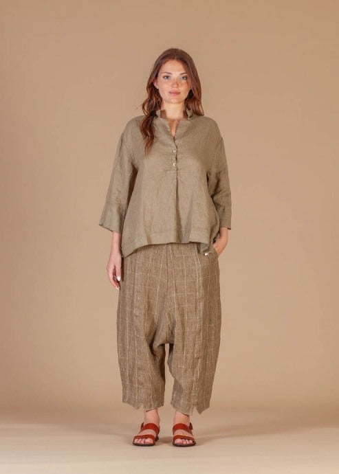 MAMA B - Blusa Ottobre L in lino, Cumino