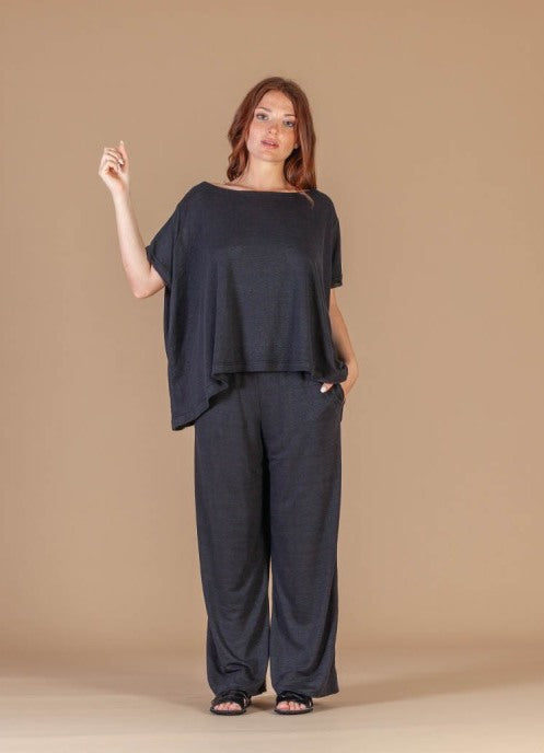 MAMA B - Pantalone Botero in lino, Antracite