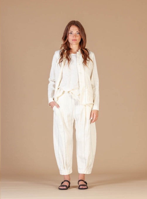 MAMA B - Pantalone Bianco R gessato, Latte