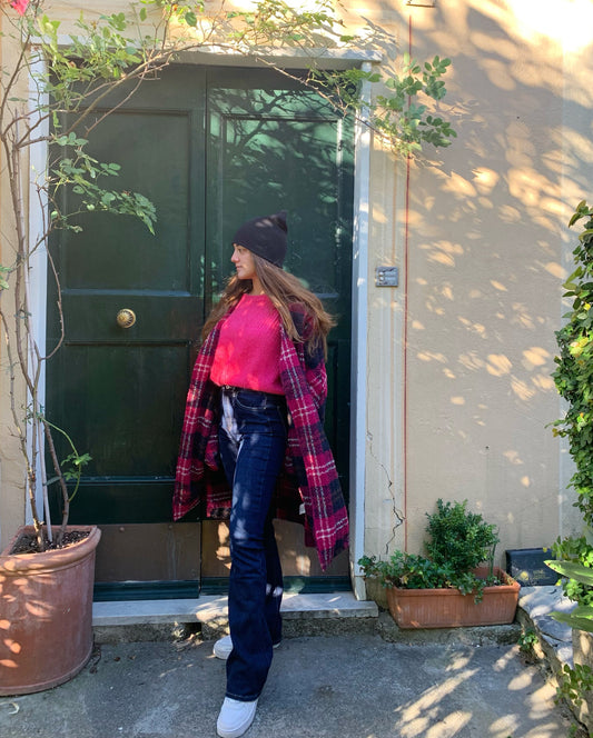 SUSY STAR - Cappotto quadri, Fucsia